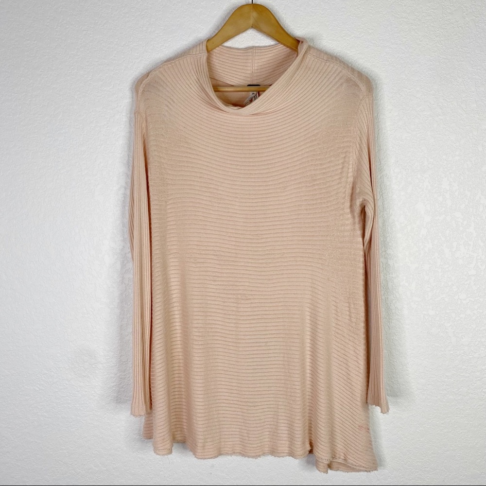 Free People Light Pink Lover Rib Thermal Split Back Sweater - Picture 2 of 11